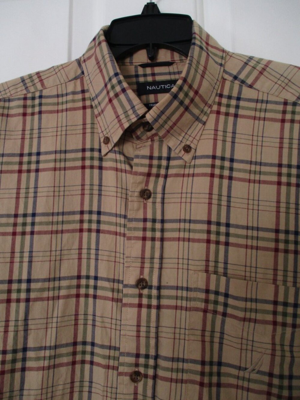 Nautica Traveler's Twill Mens L/S Tan Cotton Button-down Casual Shirt - Size XL
